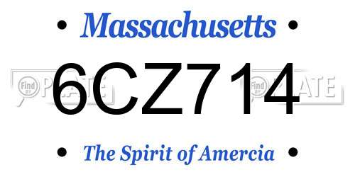 6CZ714 Massachusetts License Plate