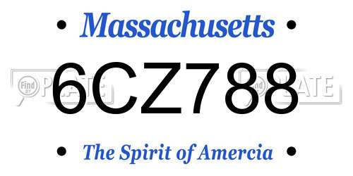 6CZ788 Massachusetts License Plate