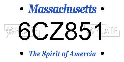 6CZ851 Massachusetts License Plate