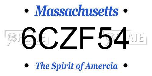 6CZF54 Massachusetts License Plate