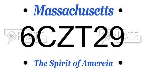 6CZT29 Massachusetts License Plate