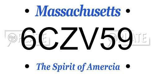 6CZV59 Massachusetts License Plate