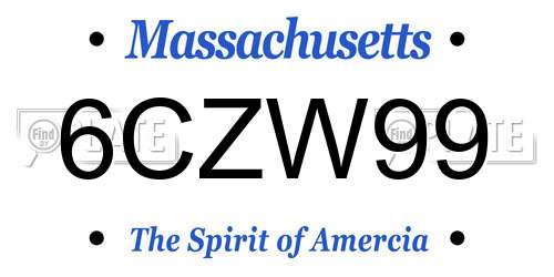 6CZW99 Massachusetts License Plate