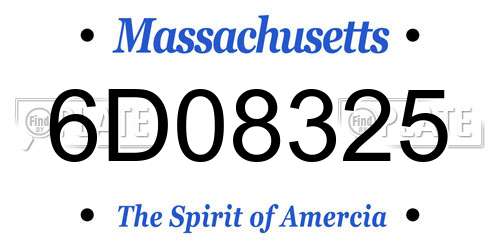 6D08325 Massachusetts License Plate