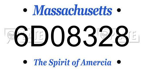 6D08328 Massachusetts License Plate