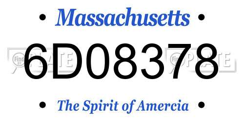 6D08378 Massachusetts License Plate