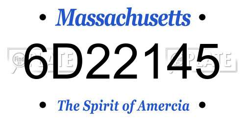 6D22145 Massachusetts License Plate