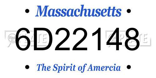 6D22148 Massachusetts License Plate