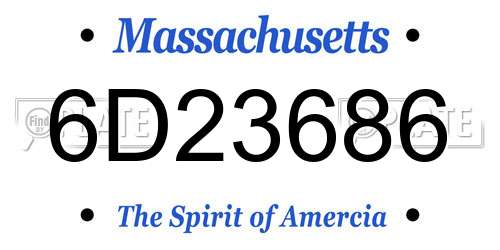 6D23686 Massachusetts License Plate