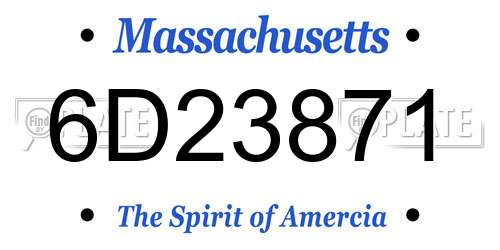 6D23871 Massachusetts License Plate