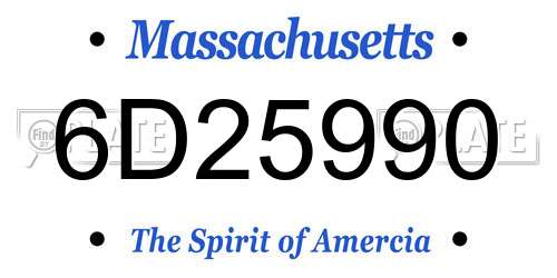 6D25990 Massachusetts License Plate