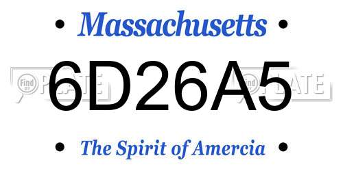 6D26A5 Massachusetts License Plate