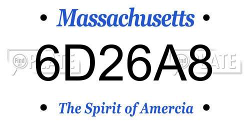6D26A8 Massachusetts License Plate