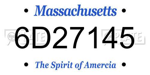 6D27145 Massachusetts License Plate