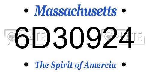 6D30924 Massachusetts License Plate