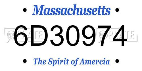 6D30974 Massachusetts License Plate