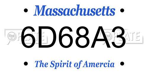 6D68A3 Massachusetts License Plate