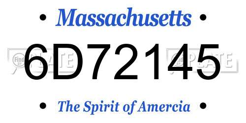 6D72145 Massachusetts License Plate