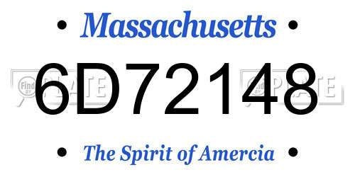 6D72148 Massachusetts License Plate