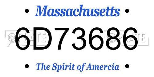 6D73686 Massachusetts License Plate