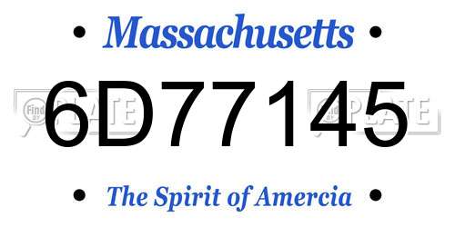 6D77145 Massachusetts License Plate