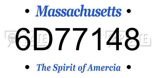 6D77148 Massachusetts License Plate