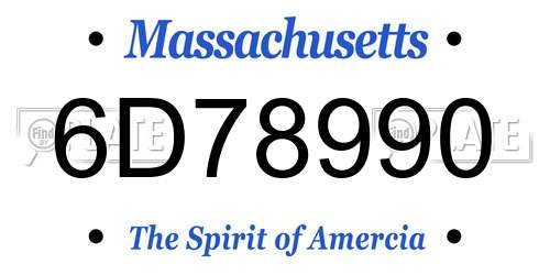 6D78990 Massachusetts License Plate