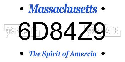 6D84Z9 Massachusetts License Plate