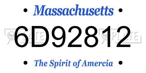 6D92812 Massachusetts License Plate