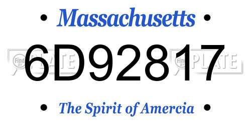 6D92817 Massachusetts License Plate