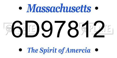 6D97812 Massachusetts License Plate