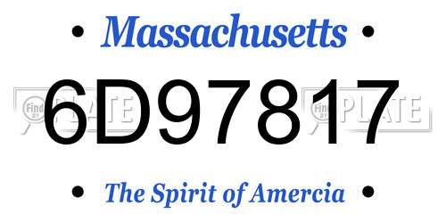 6D97817 Massachusetts License Plate