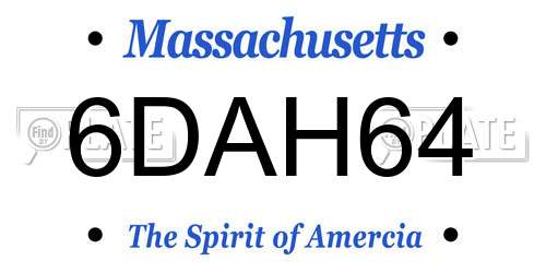 6DAH64 Massachusetts License Plate
