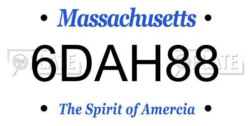6DAH88 Massachusetts License Plate