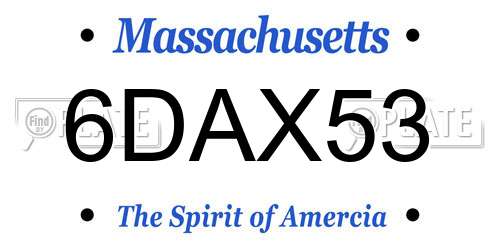 6DAX53 Massachusetts License Plate