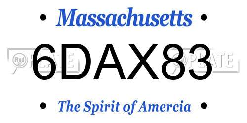 6DAX83 Massachusetts License Plate