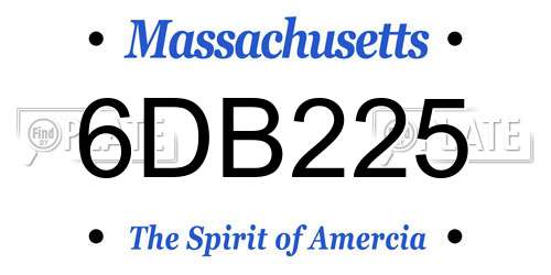 6DB225 Massachusetts License Plate