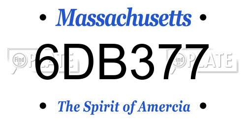 6DB377 Massachusetts License Plate