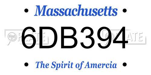 6DB394 Massachusetts License Plate