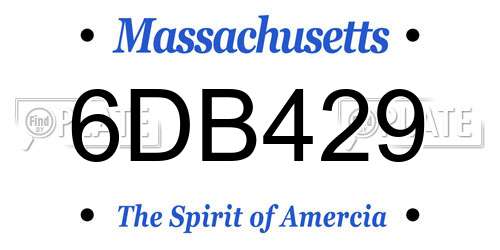 6DB429 Massachusetts License Plate