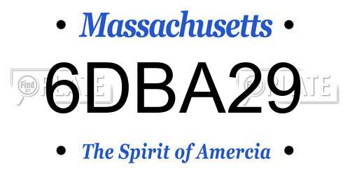 6DBA29 Massachusetts License Plate