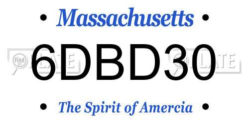 6DBD30 Massachusetts License Plate
