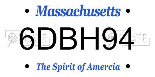 6DBH94 Massachusetts License Plate