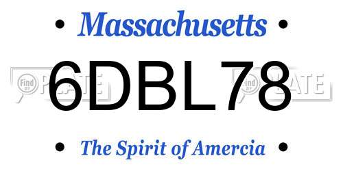 6DBL78 Massachusetts License Plate
