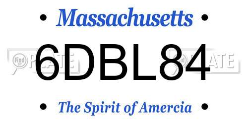 6DBL84 Massachusetts License Plate
