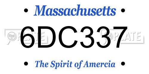 6DC337 Massachusetts License Plate