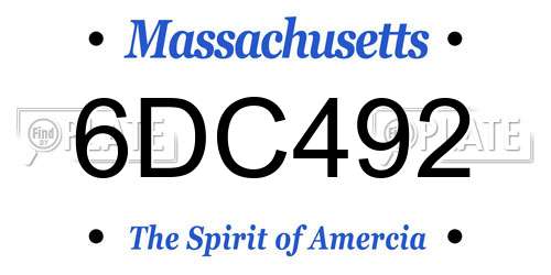 6DC492 Massachusetts License Plate