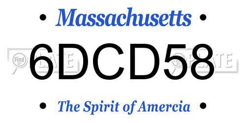 6DCD58 Massachusetts License Plate