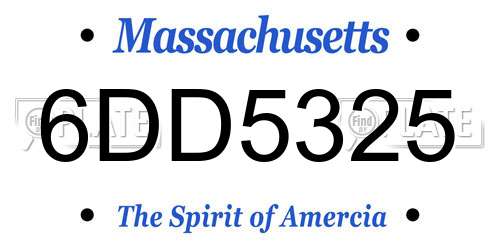 6DD5325 Massachusetts License Plate