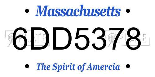 6DD5378 Massachusetts License Plate